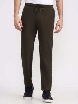 JadeBlue - Men's Olive Brown Slim Fit Track Pant Blended Fabric Solid Pattern Versatile Com