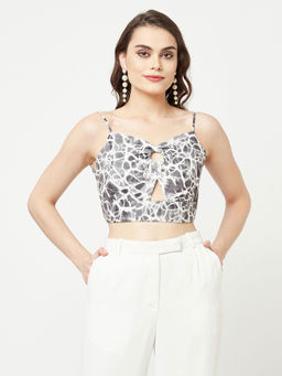 Attic Salt - White Molicule Print Crop Top