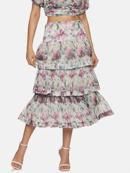 IS.U - Floral Multicolor Tiered Skirt