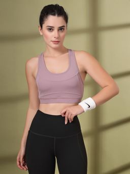 CHKOKKO - Mauve Non-Wired Workout High Support Lightly Padded Sports Bra