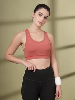 CHKOKKO - Peach Non-Wired Workout High Support Lightly Padded Sports Bra