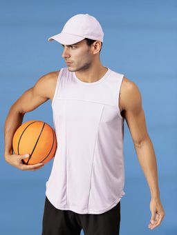 CHKOKKO - Men Lavender Polyester Solid Regular Fit Sports Vest