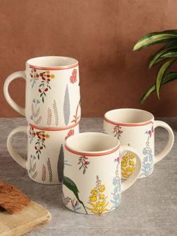 Miah Decor - The Gaia Collection Printed Ceramic Matte Mugs (Pack of 4)