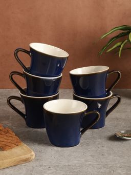 Miah Decor - HandCrafted Studio Pottery Ceramic Coffee Mugs Cum Serving Chai Tea Cups (Pack of 6)