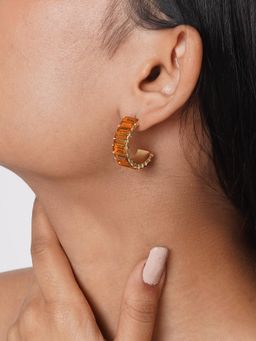Joker and Witch - Joker & Witch Ula Hoop Orange Stone Earrings