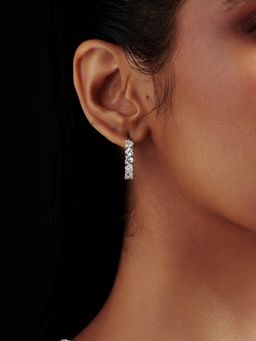 MISS JO - Heart Shaped Solitaire Hoop Earrings