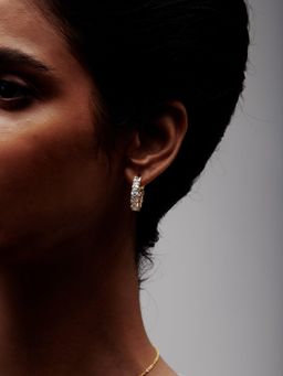 MISS JO - Square Shaped Solitaire Hoop Earrings