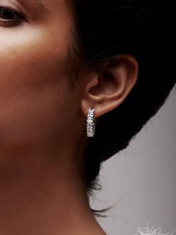 MISS JO - Square Shaped Solitaire Hoop Earrings