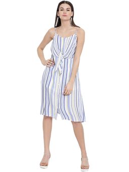 Kazo - White Striped Dress with A Knot Detail