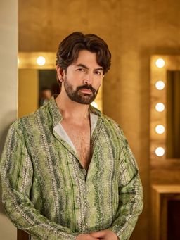 SOJANYA - (Since 1958) Men's Cotton Silk Green Print Kurta