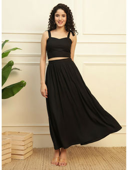 Deebaco - Black Solid Top with Skirt