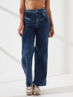 DOLCE CRUDO - Blue Denim Boot Cut Leg Mid Waist Solid/Plain Jeans