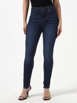 Guess - Blue Cotton Slim Leg Mid Waist Solid/Plain Jeans