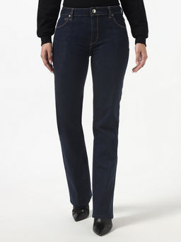 Guess - Blue Cotton Straight Leg Mid Waist Solid/Plain Jeans