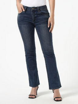 Guess - Blue Pure Cotton Slim Leg Mid Waist Solid/Plain Jeans