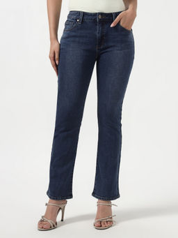 Guess - Blue Pure Cotton Slim Leg Mid Waist Solid/Plain Jeans