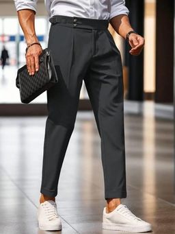 BROADSTAR - Grey Solid Tailored Fit Trouser