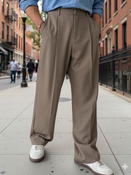 BROADSTAR - Brown Solid Tailored Fit Trouser