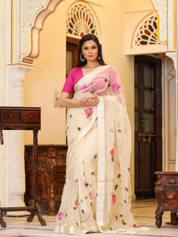 Bannhi - Bhama Hand Painted Printed Saree without Blouse