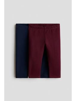 H&M - Unisex Multi-Color 2-Pack Cotton Leggings With Brushed Inside