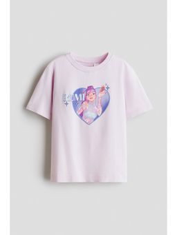 H&M - Girls Purple Print-Motif Cotton T-Shirt