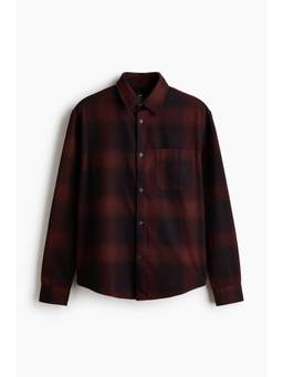 H&M - Men Maroon Loose Fit Flannel Shirt