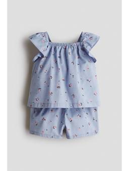 H&M - Girls Blue 2-Piece Plumet Muslin Set