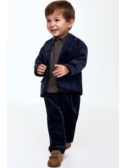 H&M - Boys Navy Blue 2-Piece Dressy Velvet Jacket And Trouser