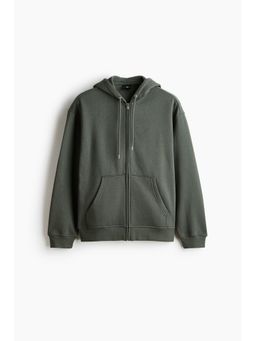 H&M - Men Green Loose Fit Zip-Through Hooded Jacket
