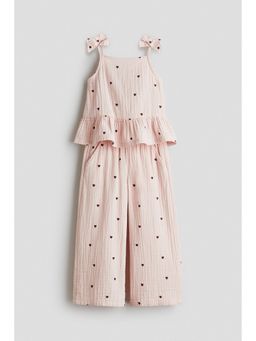 H&M - Girls Pink 2-Piece Cotton Muslin Top And Trouser