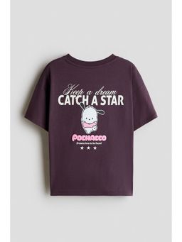H&M - Girls Purple Print-Motif Cotton T-Shirt