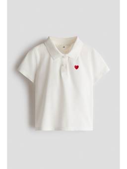 H&M - Girls White Cotton Pique Polo T-Shirt