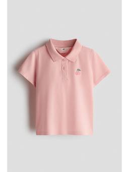 H&M - Girls Pink Cotton Pique Polo T-Shirt