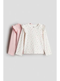 H&M - Girls Multi-Color 2-Pack Cotton Pointelle Tops