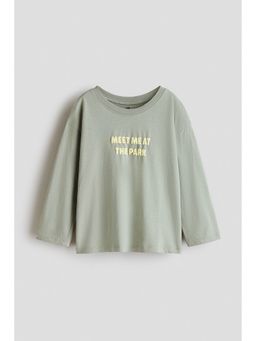 H&M - Boys Green Printed Long-Sleeved T-Shirt