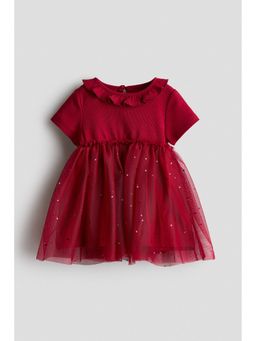 H&M - Girls Red Tulle-Skirt Cotton Dress
