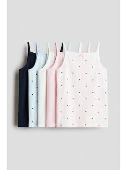 H&M - Girls Multi-Color 5-Pack Cotton Strappy Tops