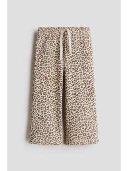 H&M - Girls Beige Wide-Leg Brushed-Inside Pant