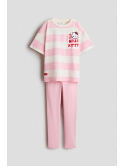 H&M - Girls Pink 2-Piece Motif-Detail Cotton Set