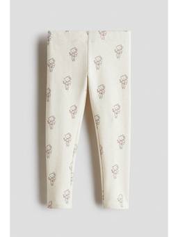 H&M - Girls Off White Cotton Leggings