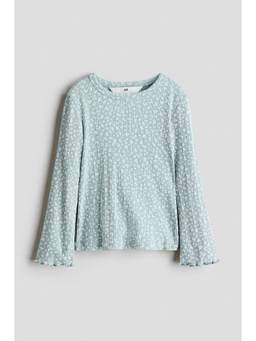 H&M - Girls Turquoise Patterned Cotton Top