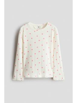 H&M - Girls White Patterned Cotton Top