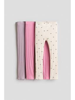 H&M - Girls Multi-Color 3-Pack Cotton Leggings