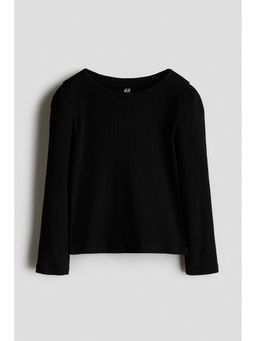 H&M - Girls Black Ribbed Cotton Top