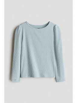 H&M - Girls Turquoise Ribbed Cotton Top