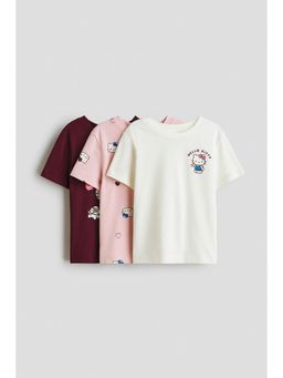 H&M - Girls Multi-Color 3-Pack Printed Jersey T-Shirts