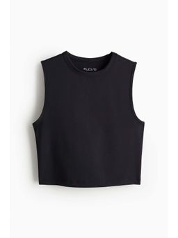 H&M - Women Black Cropped Sports Vest Top With Drymove