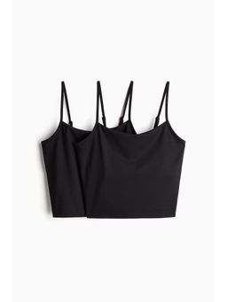 H&M - Women Black 2-Pack Integral-Bra Sports Tops