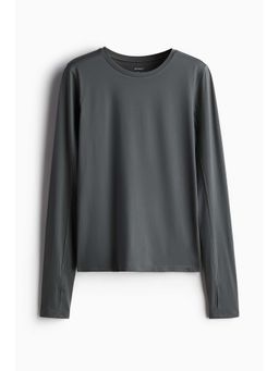H&M - Women Grey Loose Fit Running T-Shirt With Drymove