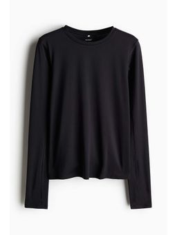 H&M - Women Black Loose Fit Running T-Shirt With Drymove